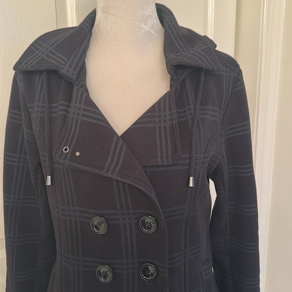 Check Navy Pea Coat - Picture 3 of 6